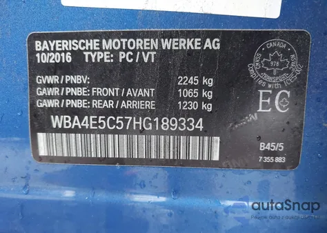 2017 BMW 440I Gran Coupe xDrive from USA, damaged, VIN WBA4E5C57HG189334